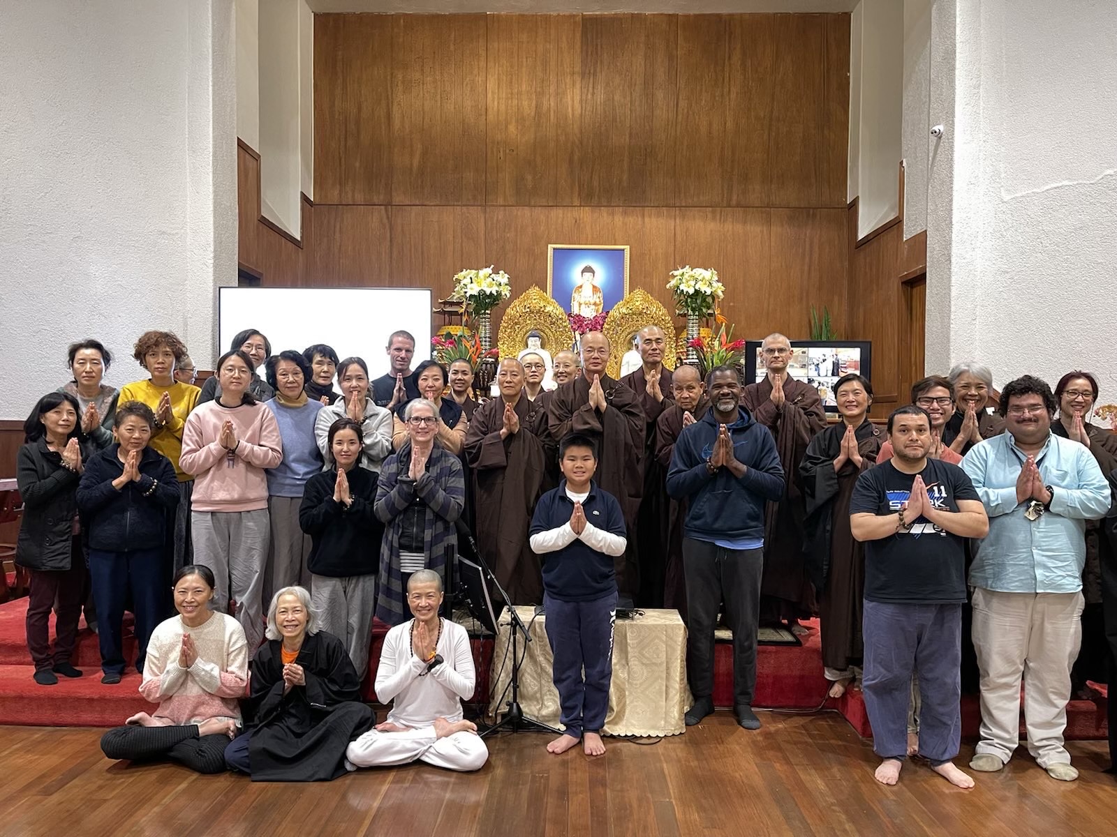 Shannon with the Chan Buddhist community at the temple