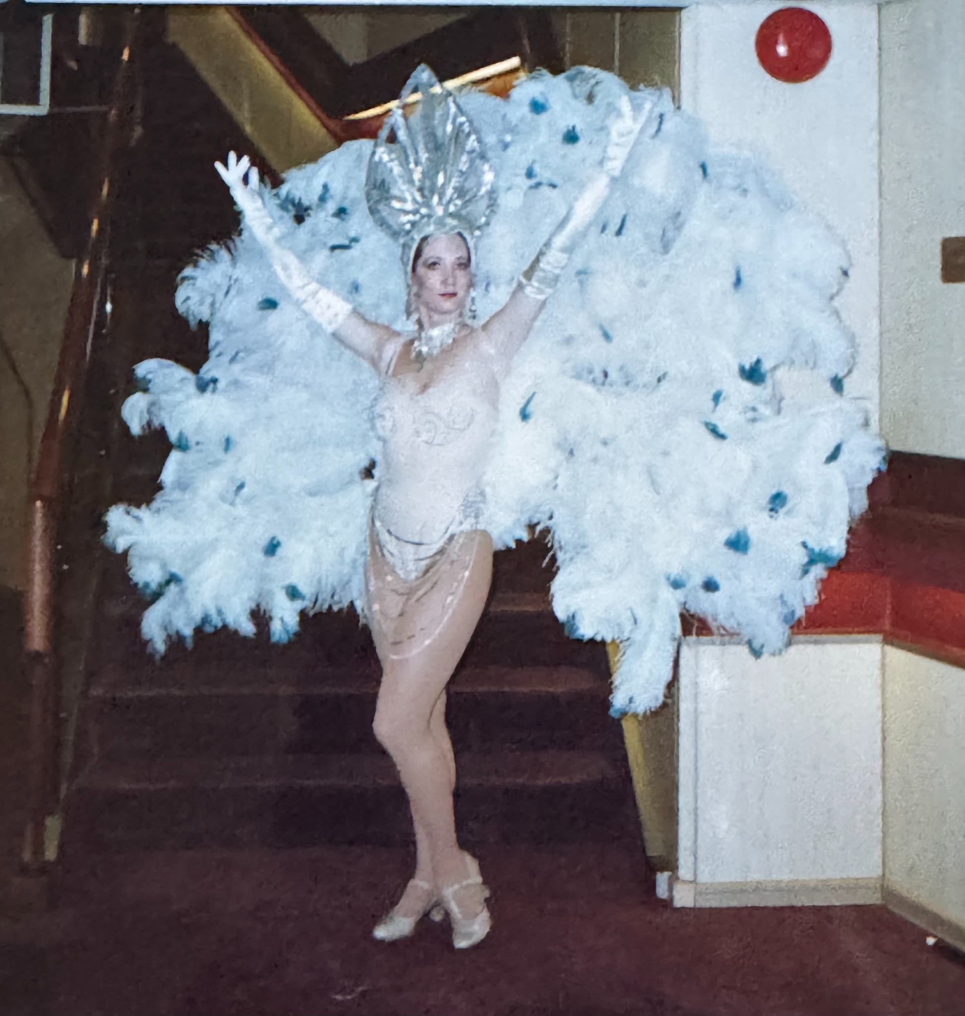 Shannon as a cruise-ship showgirl